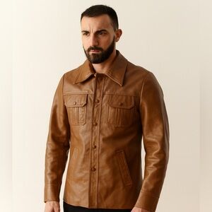 Vardon's Junior's Brown‎ Faux Leather Jacket SZ 16 Utilitarian Streetwear